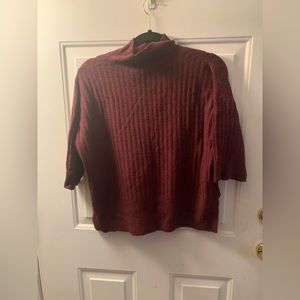 LOFT XXSP burgundy high neck 3 quarter sleeve sweater